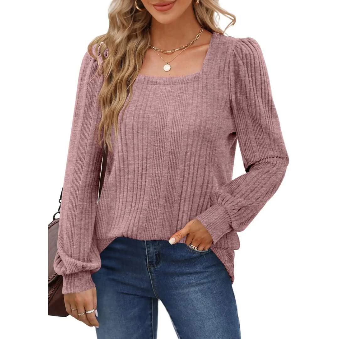 Madelief | Long-sleeved women's sweater with a square neckline