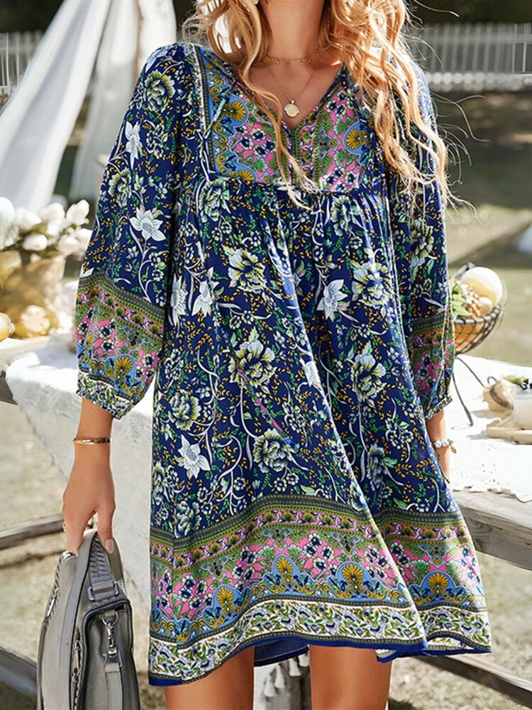 Ruth® | Elegant Half-Sleeve Floral Dress