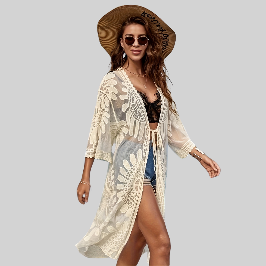 Antonella® | Mesh Wrap Boho V-Neck Embroidered