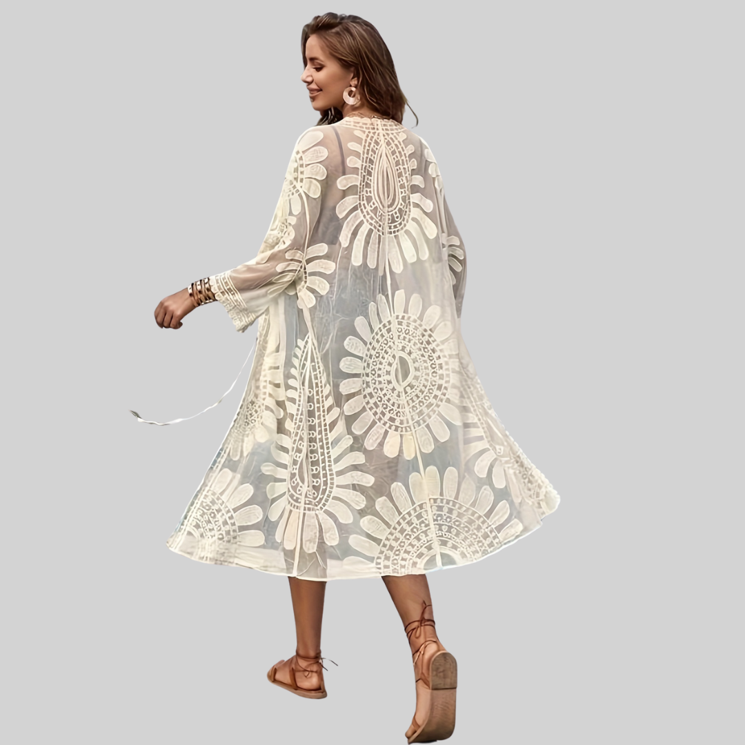 Antonella® | Mesh Wrap Boho V-Neck Embroidered