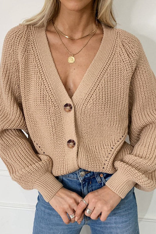 Loretta | V-neck cardigan with lantern sleeves