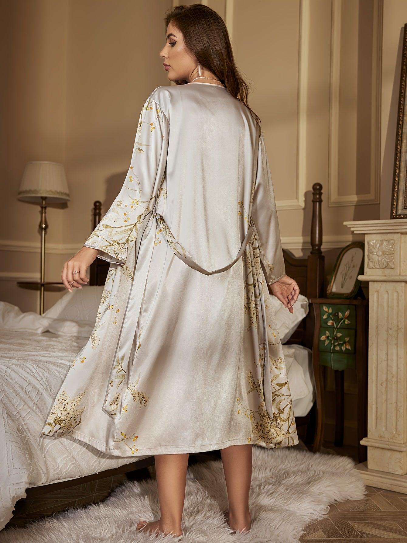 Melina® | Elegant long women's nightdress set 2-piece