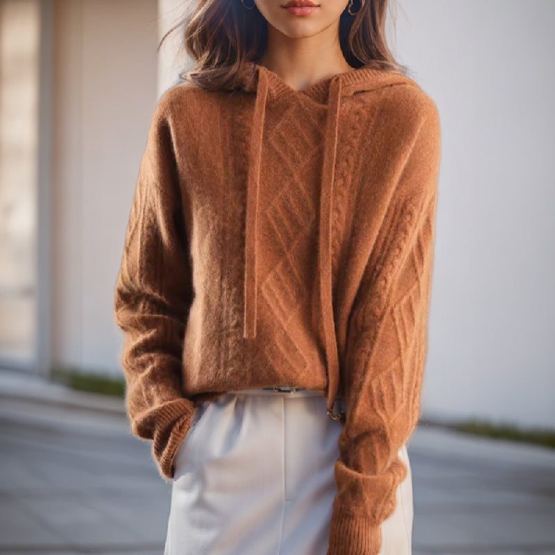 Jamie | Women's Cable Knit Hooded Pullover Jumper
