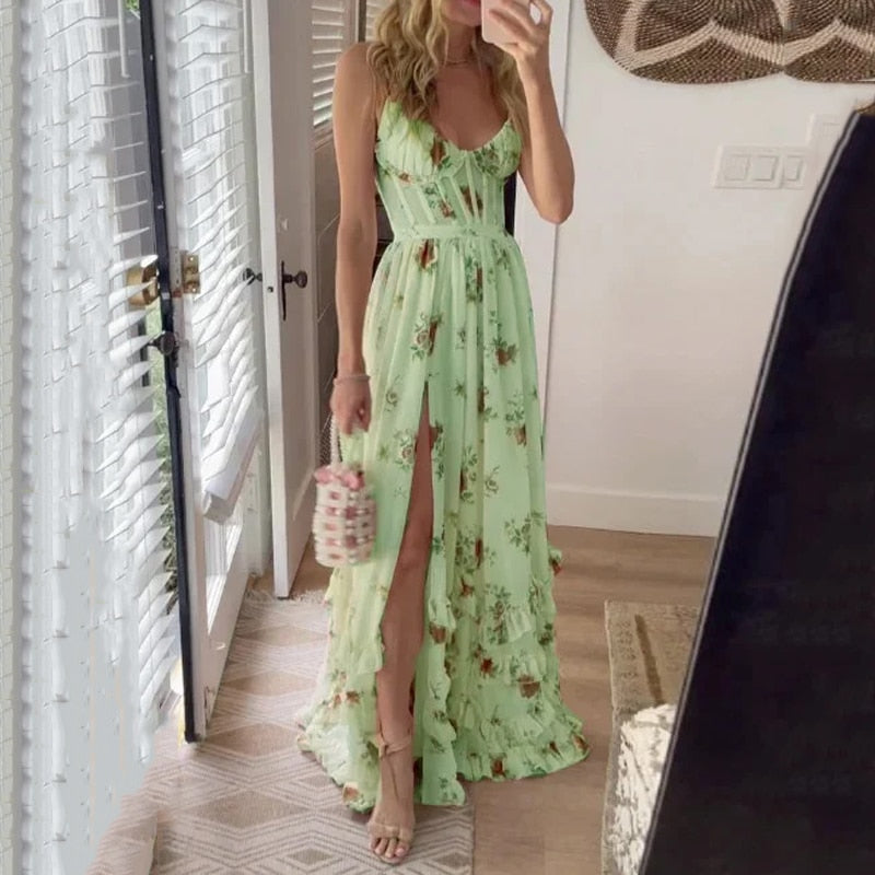Mia® | Floral Long Dress With Slit