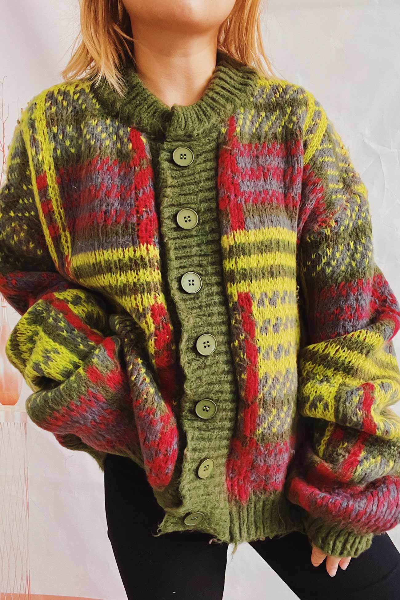Karin | Vintage cardigan with contrast stripes