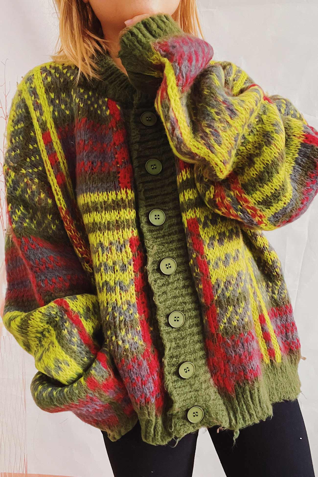 Karin | Vintage cardigan with contrast stripes