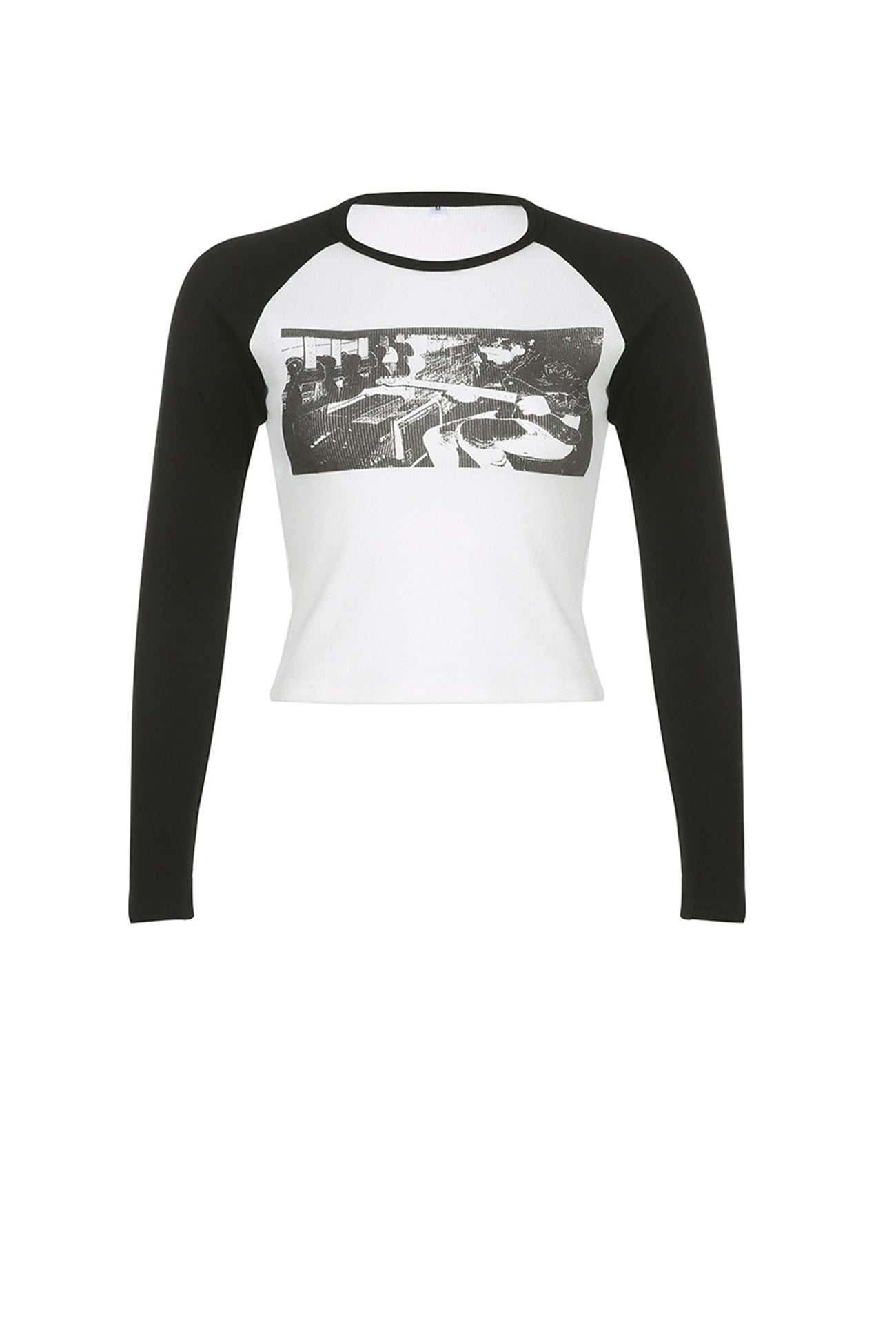 Greta | Vintage printed contrast long sleeve tops