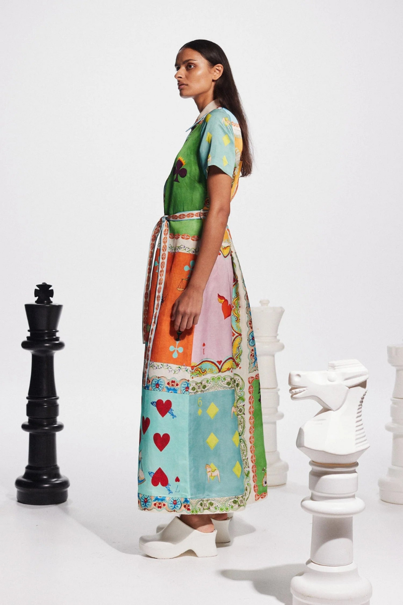 Antonella® | Short-Sleeved Maxi Dress With Poker Print