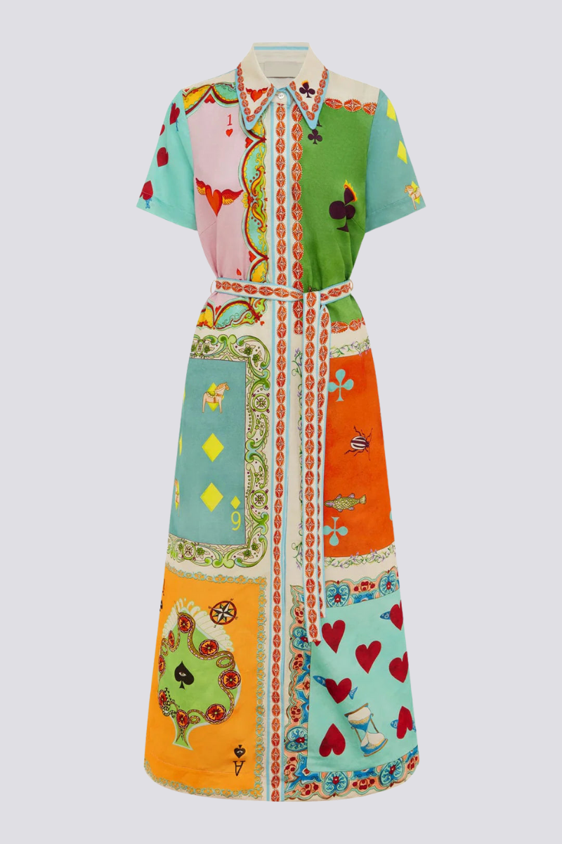 Antonella® | Short-Sleeved Maxi Dress With Poker Print