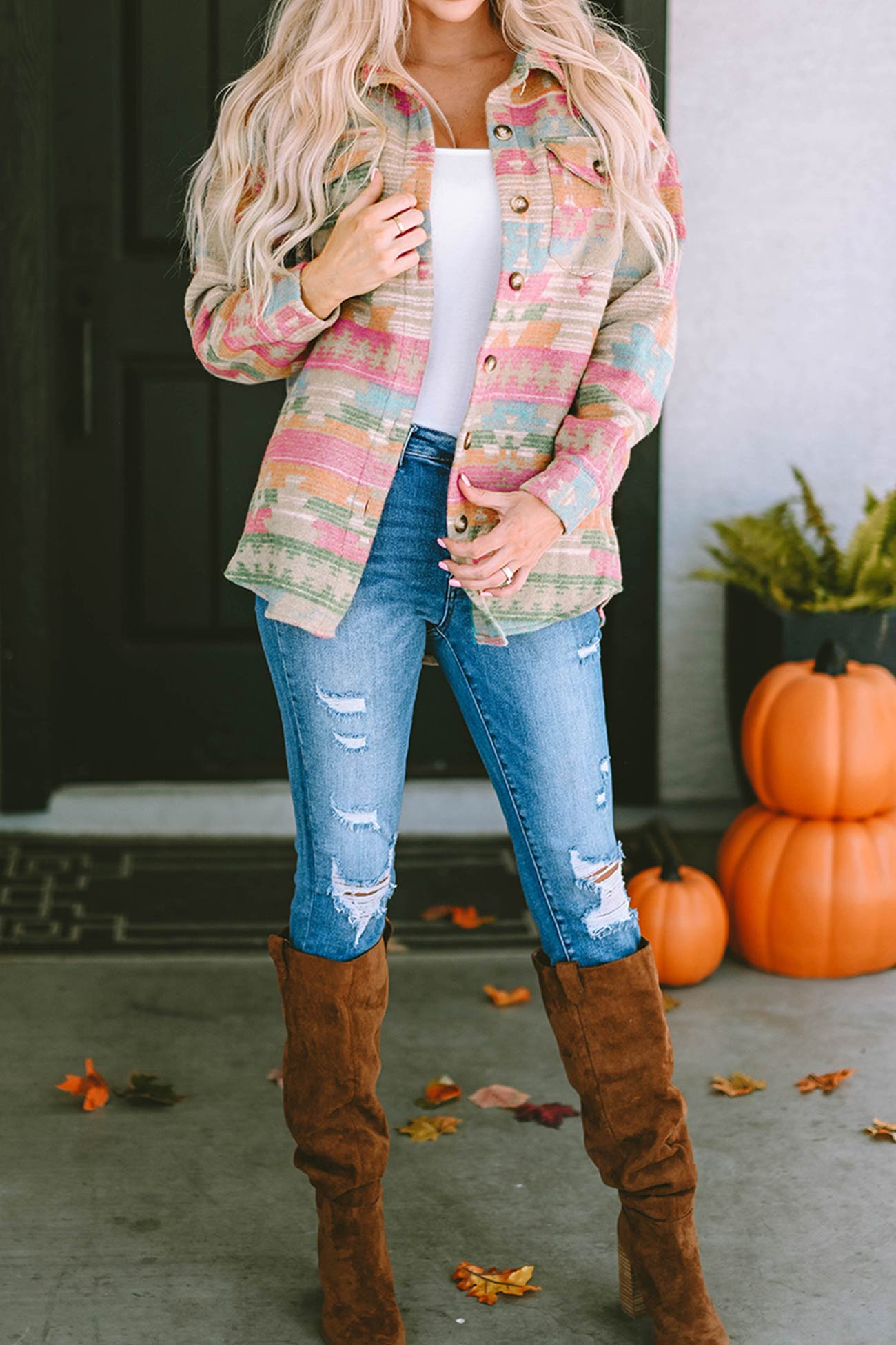 Marlene | Western print single-breasted jacket