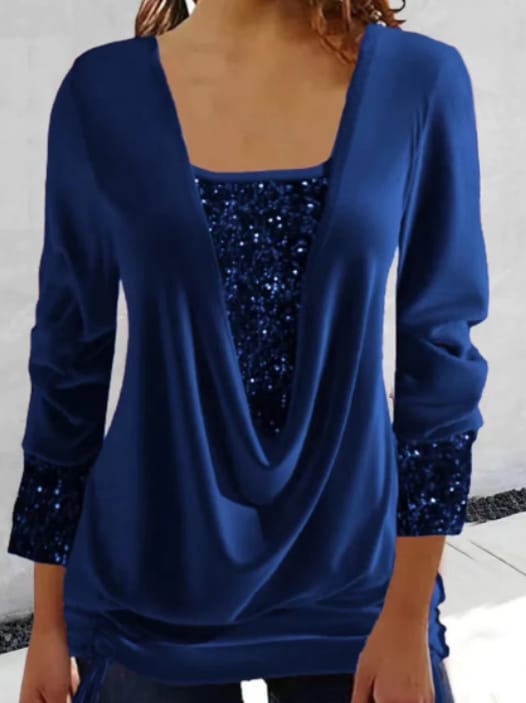 Buce® | Women'S Blouse Long Sleeves And Sequins, Elegant And Comfortable Fit