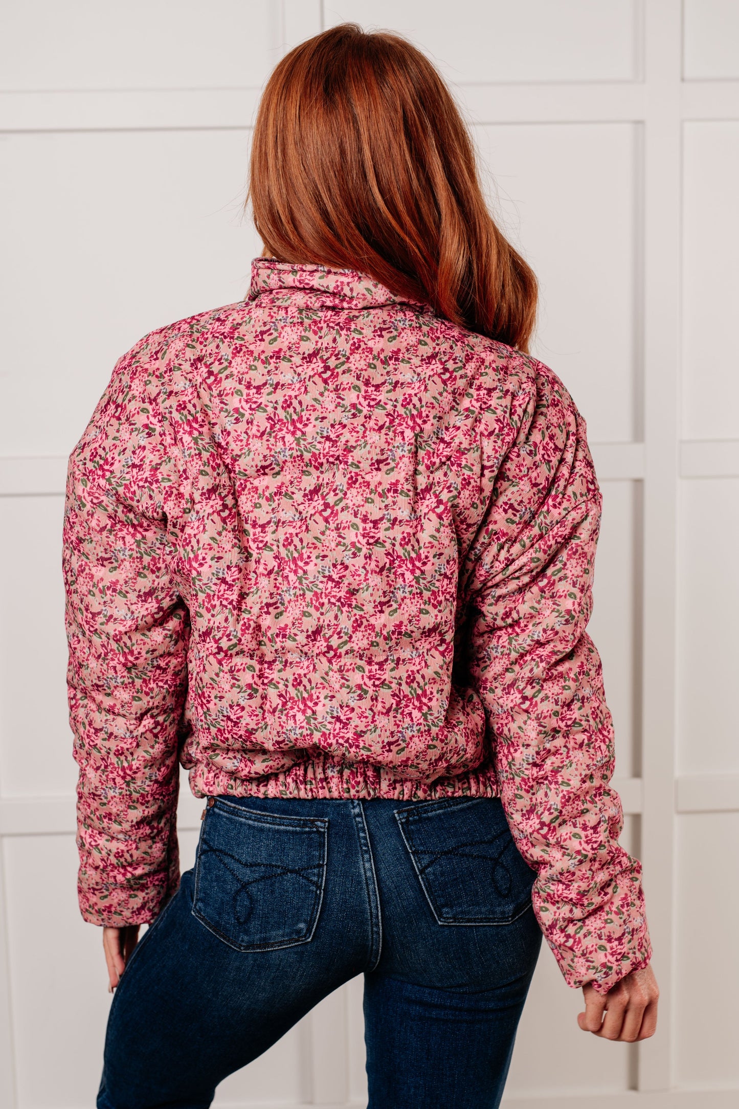 Ana | Floral puffer jacket in rose multi