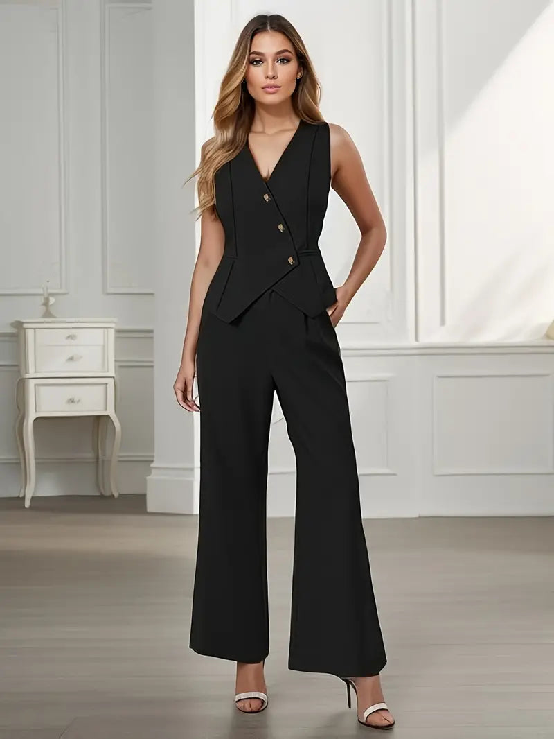 Daisy | Women’s Spring Button Vest Pant Set