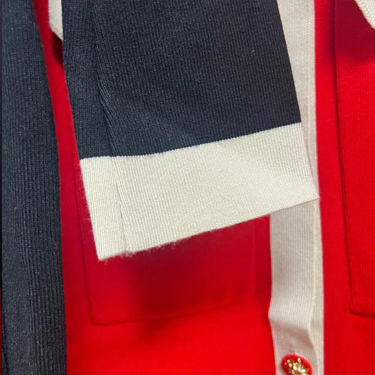 Chic Knitted Turn-down Collar Red Black Party Dress