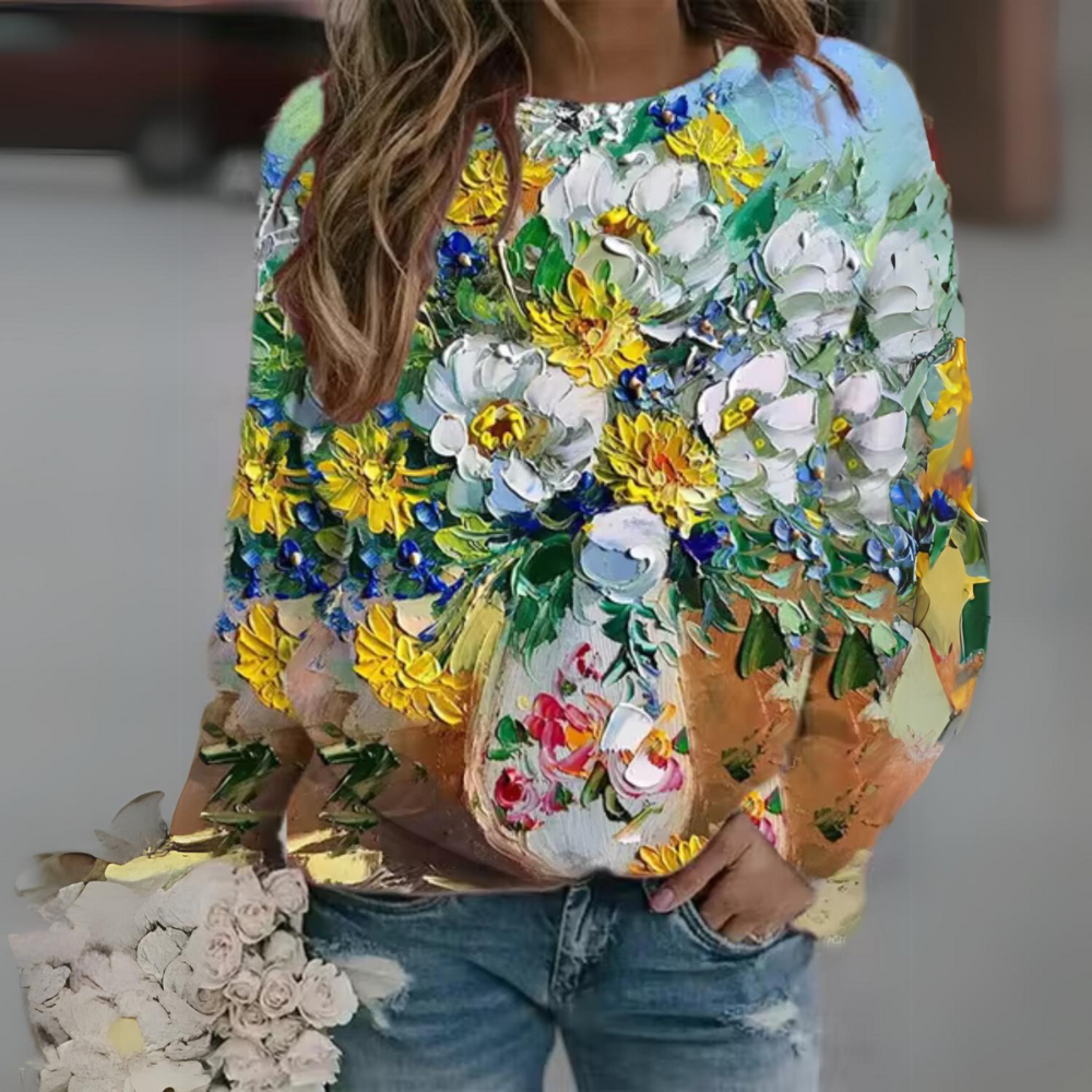 Bianca | Casual, floral long-sleeved shirt