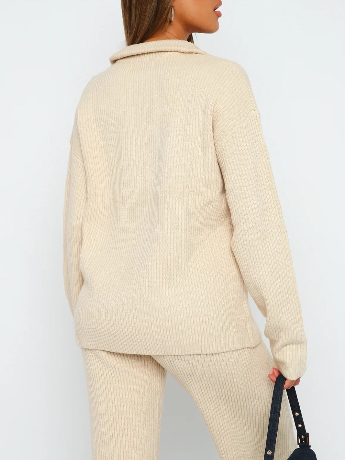Agnes | Long sleeve top and quarter zip trousers set