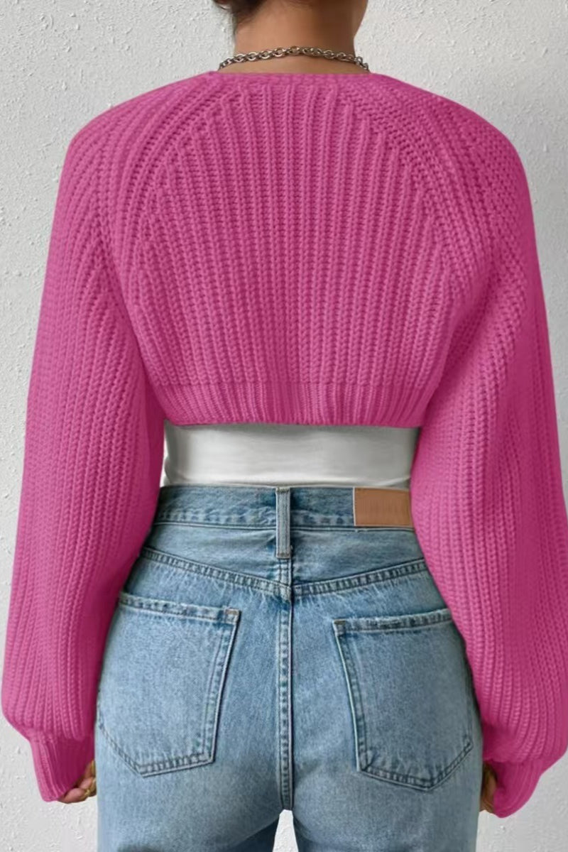 Ribbed Knit Long Sleeve Cardigan