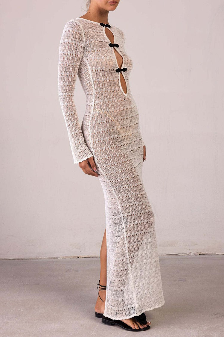 Sexy Backless Bohemian Knit Maxi Dress