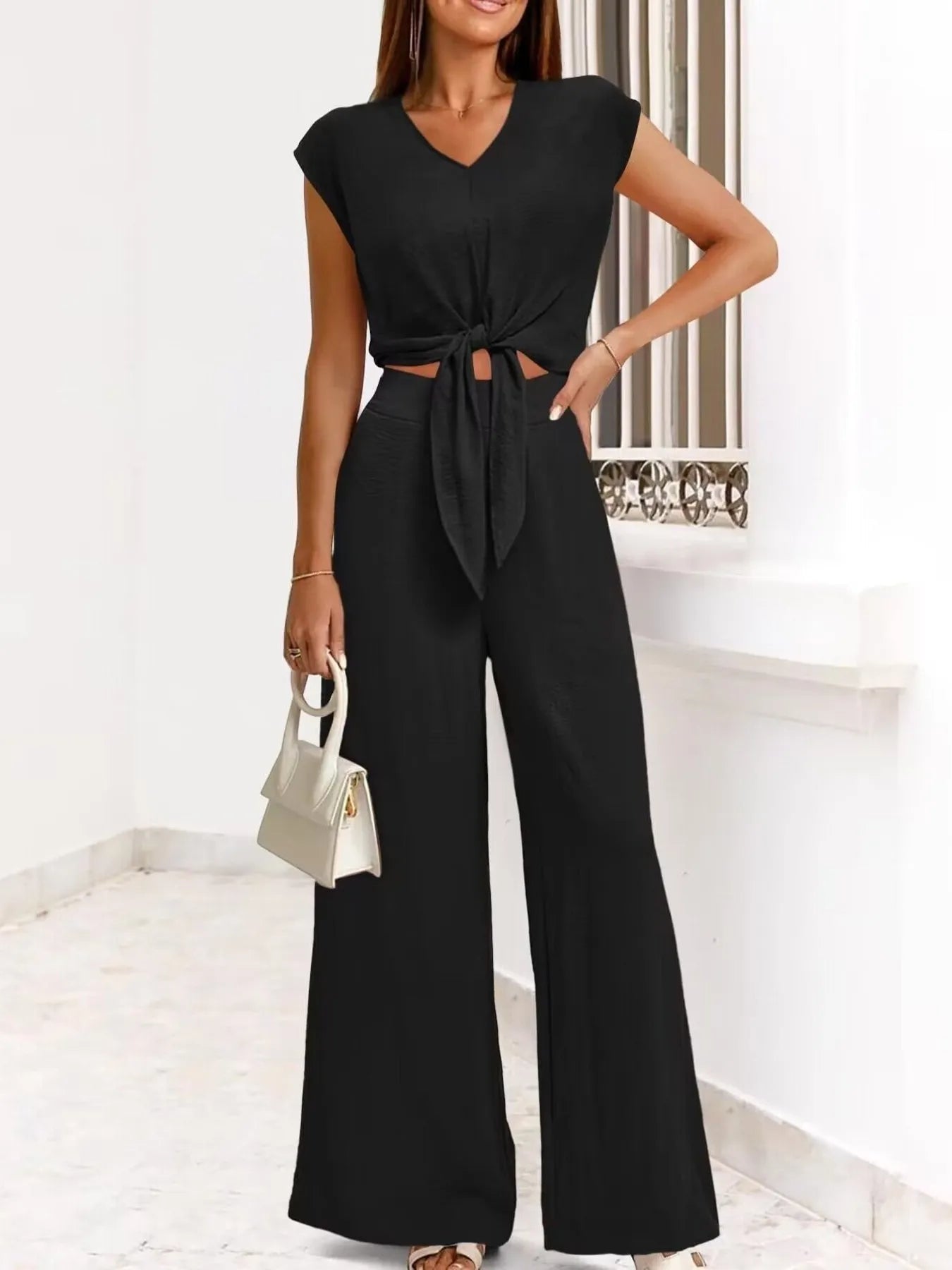 Sofia® | Elegant Top And Wide-Legged Pants Set