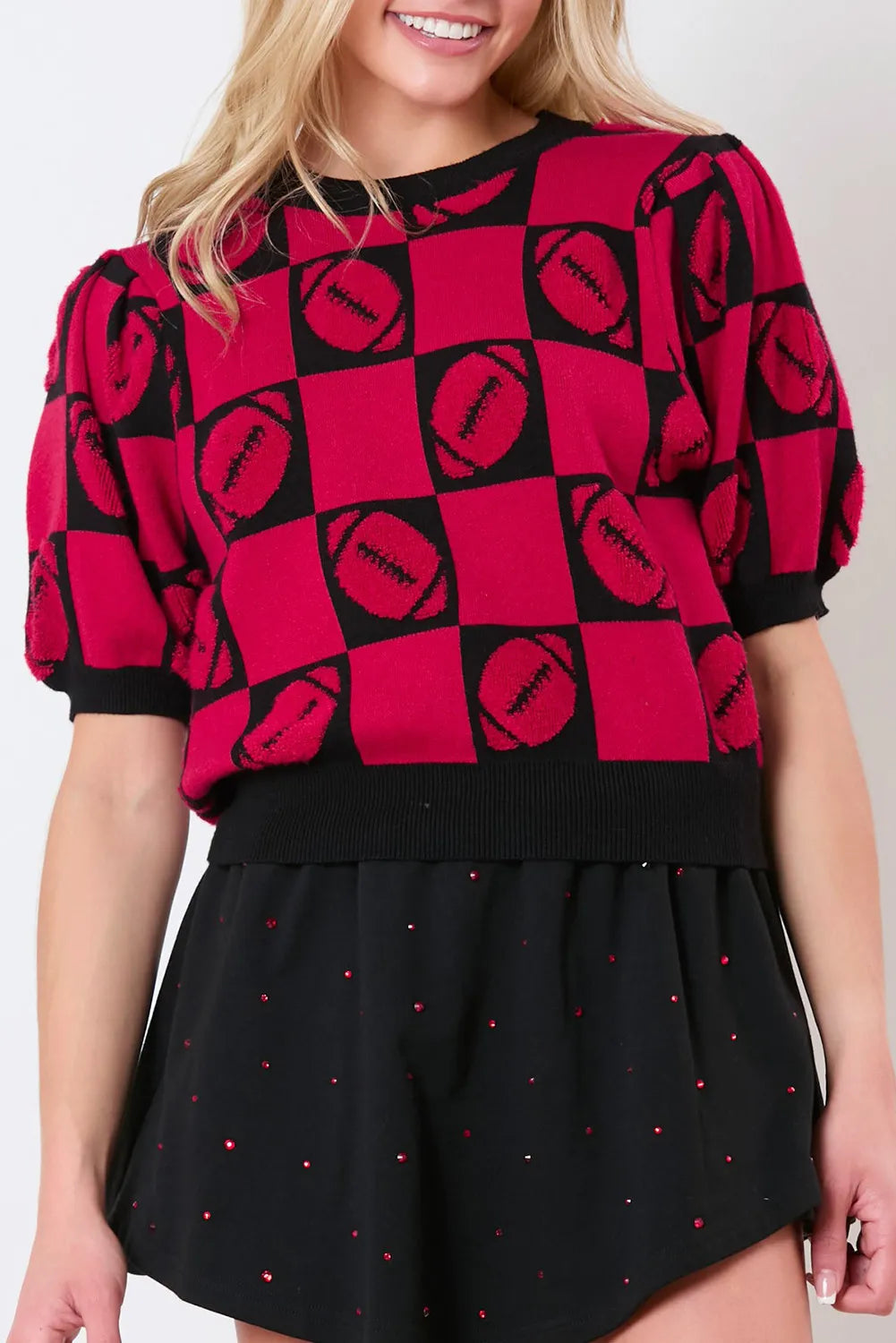 Annika | Football sweater with a crew neck and short sleeves