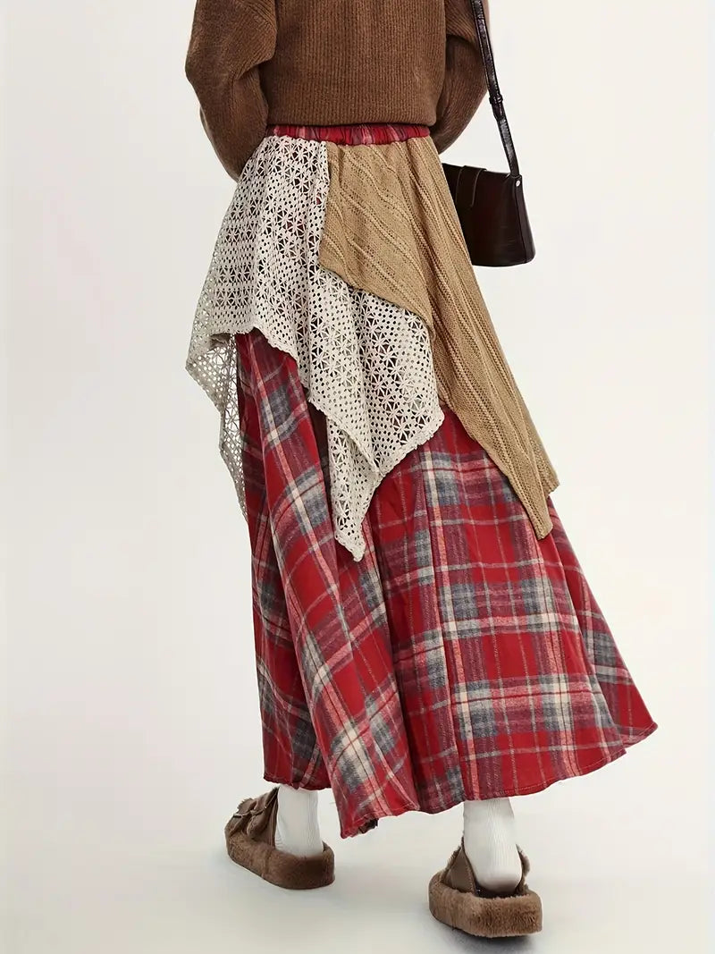 Martina® | Long Boho-Style Plaid Skirt