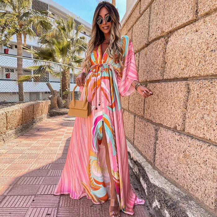 Enrica® | Elegant Printed Beach Dress