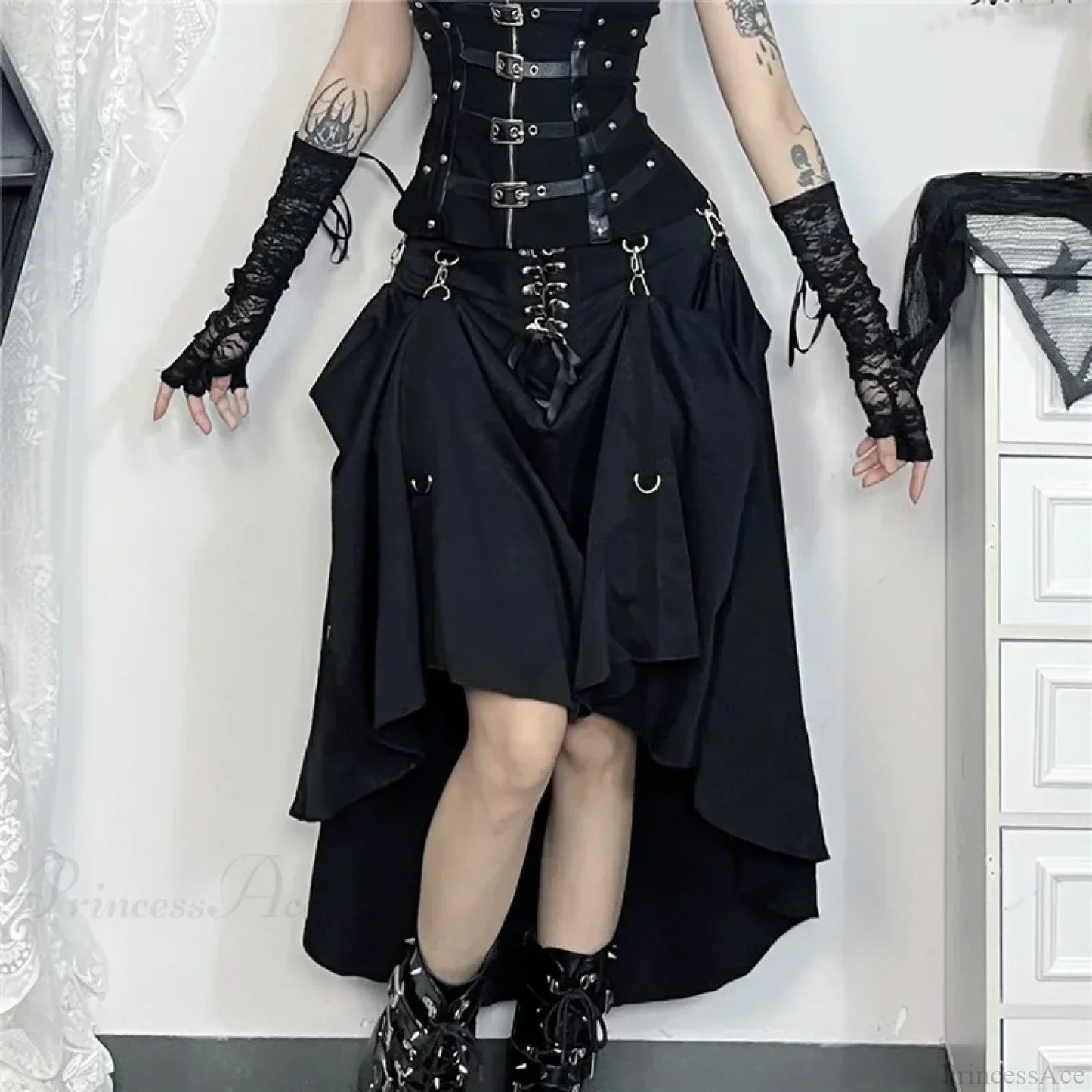 Acubi Black Swing A-line Skirt