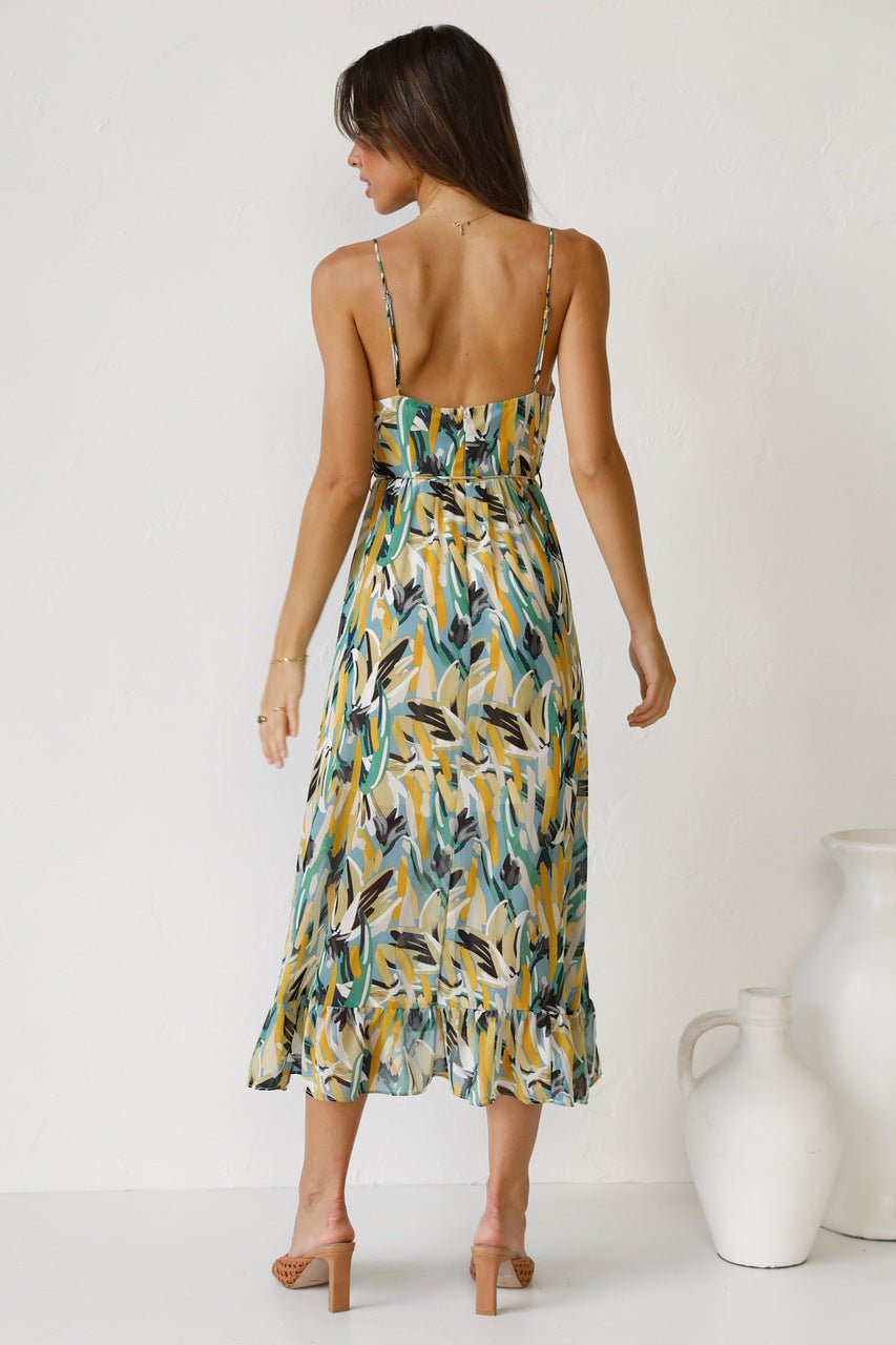 María José® | Printed Midi Summer Dress With Ruffle Trim
