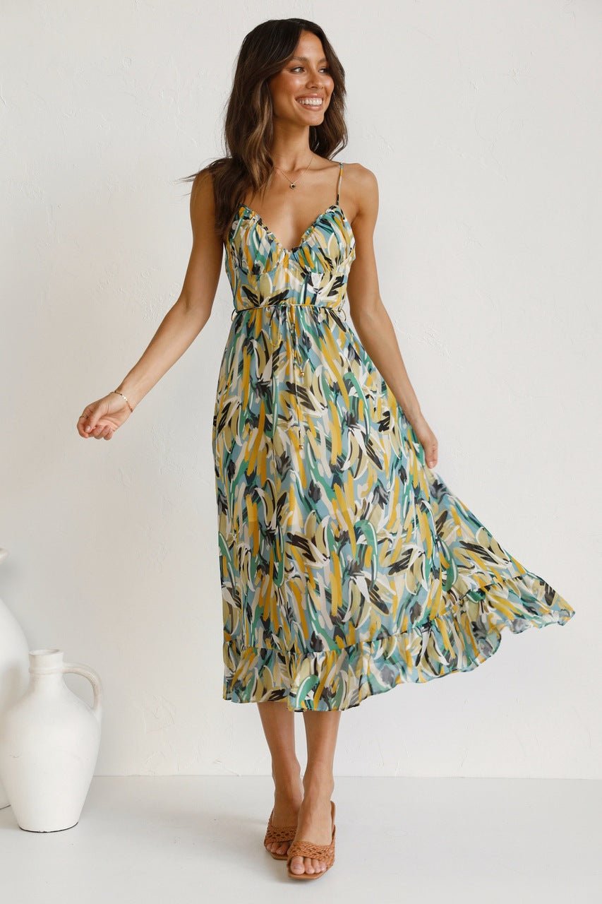 María José® | Printed Midi Summer Dress With Ruffle Trim