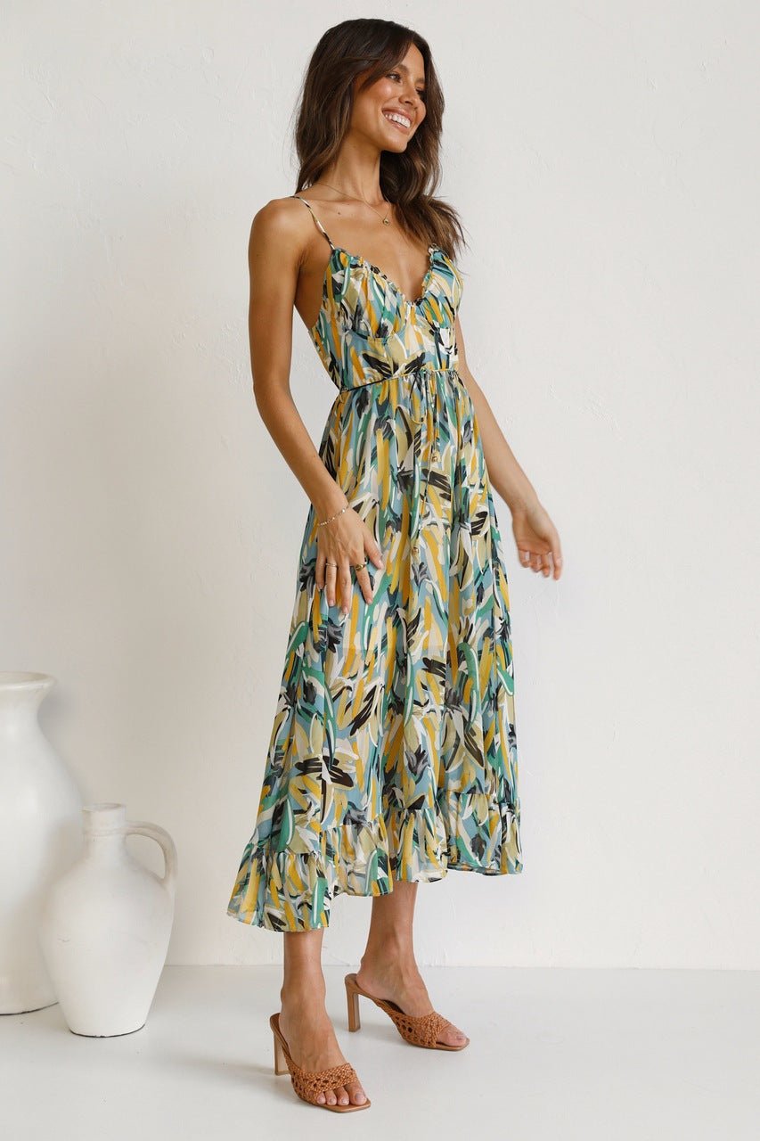 María José® | Printed Midi Summer Dress With Ruffle Trim