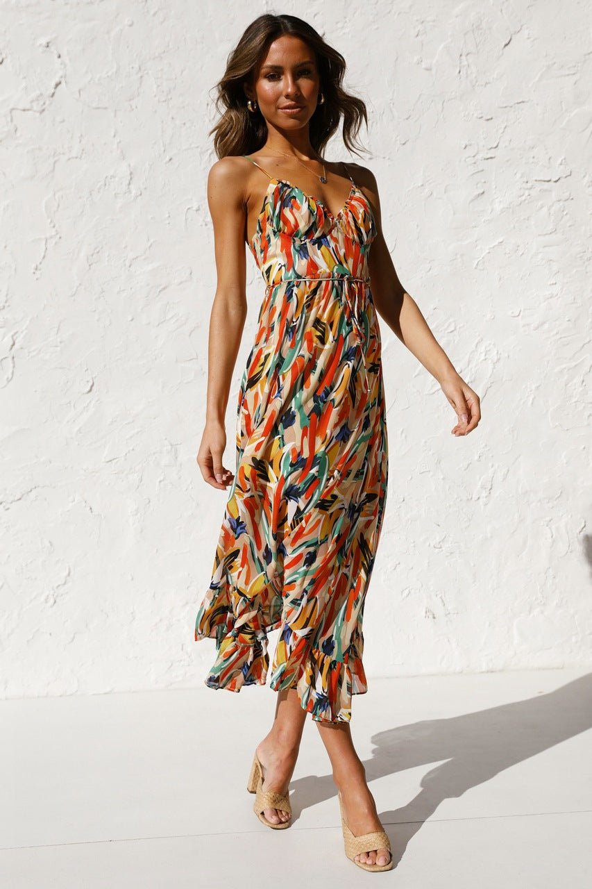 Fabiola® | Printed Midi Summer Dress With Ruffle Trim