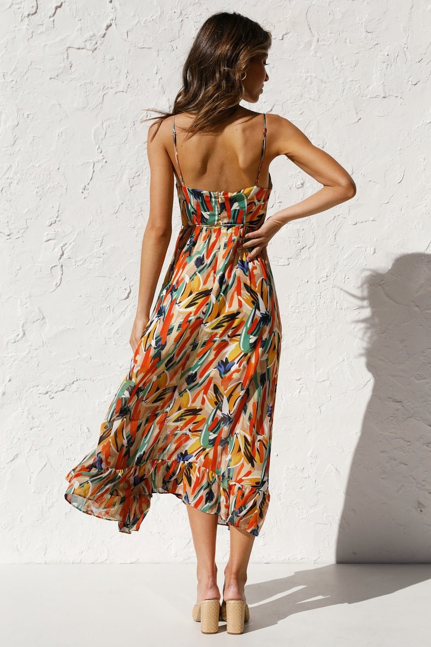 María José® | Printed Midi Summer Dress With Ruffle Trim