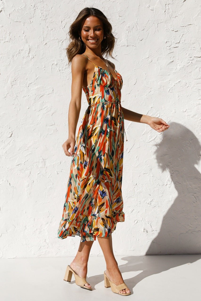 Fabiola® | Printed Midi Summer Dress With Ruffle Trim