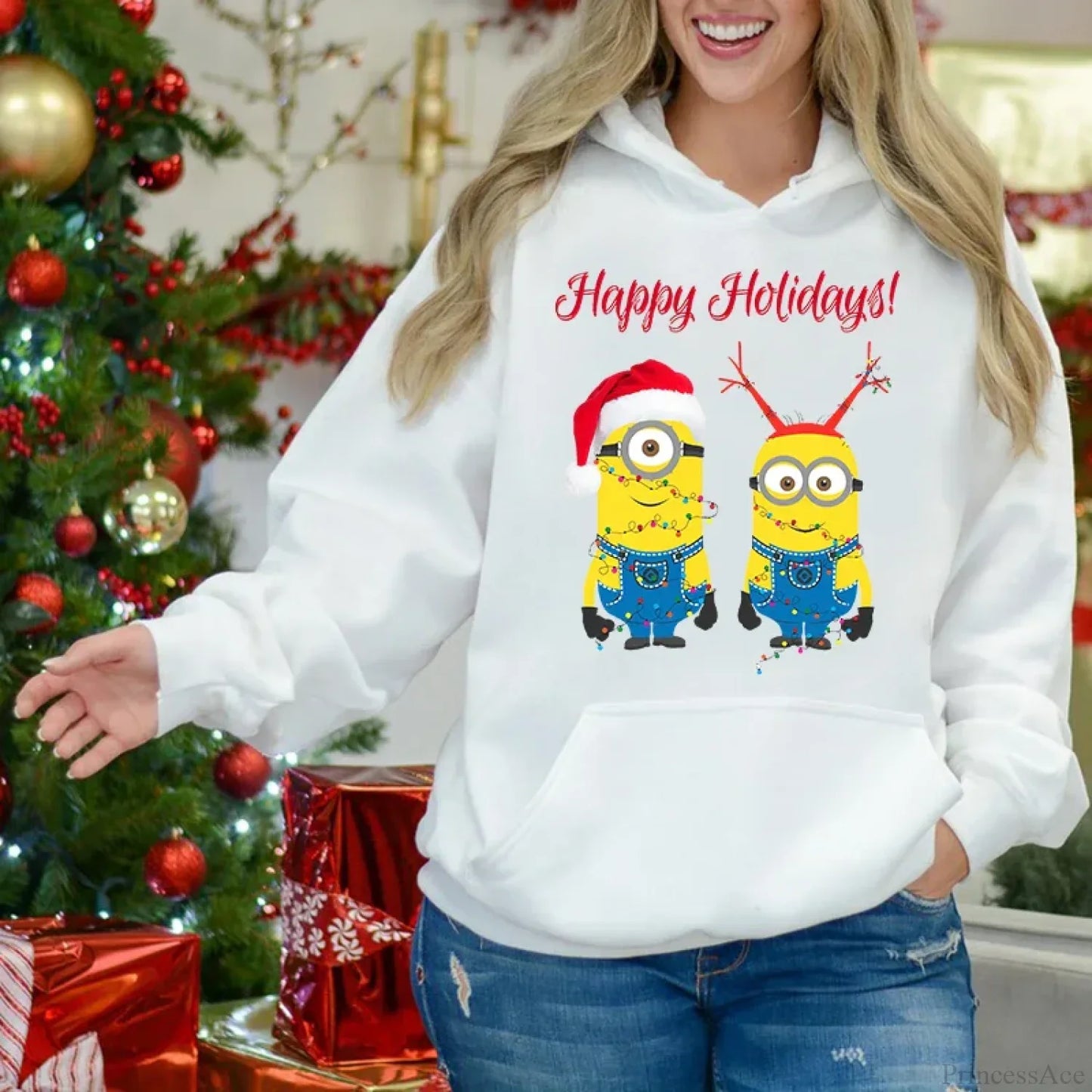 Adorable Merry Minions Plus Velvet Sports Hoodie