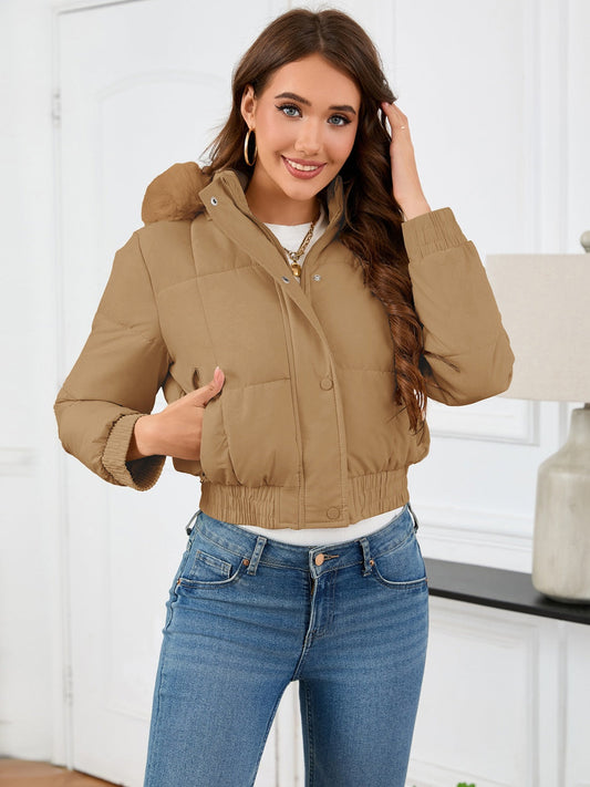 Eleonora | Long-sleeved, cropped winter coat with hood and pockets