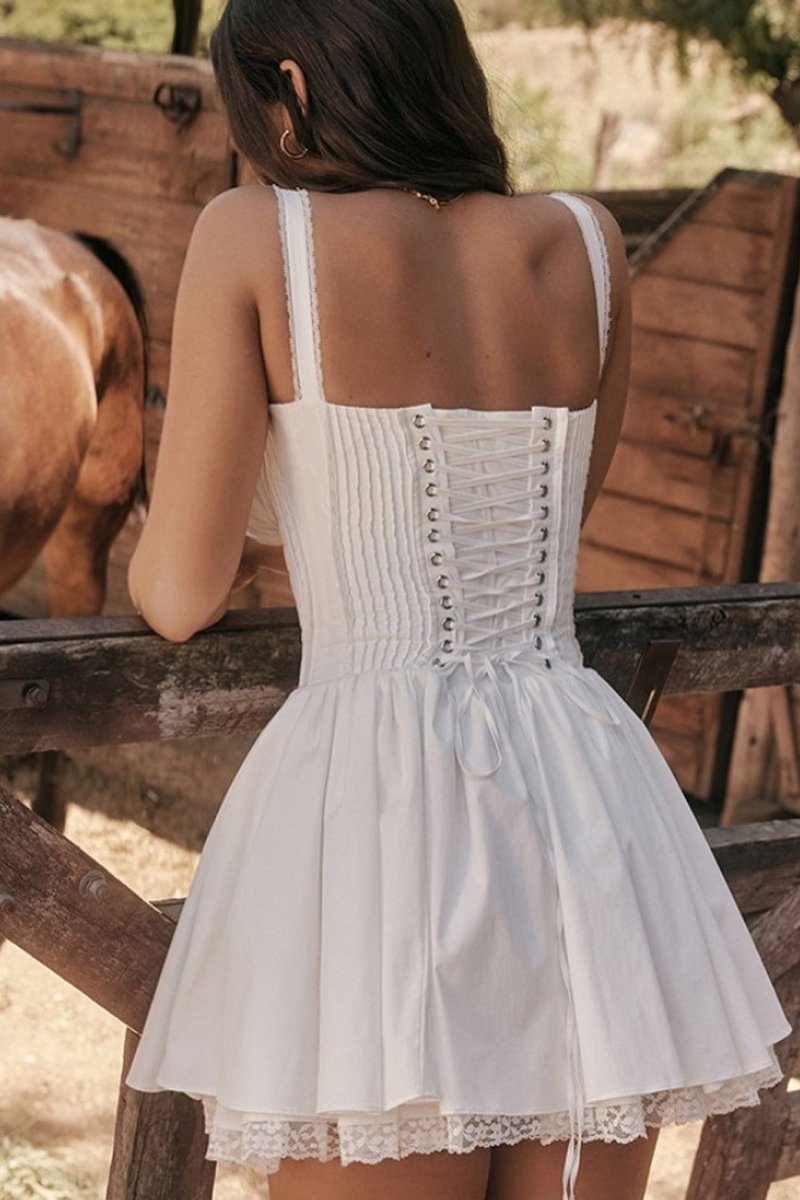 Mónica® | Lace Corset Mini Puff Dress