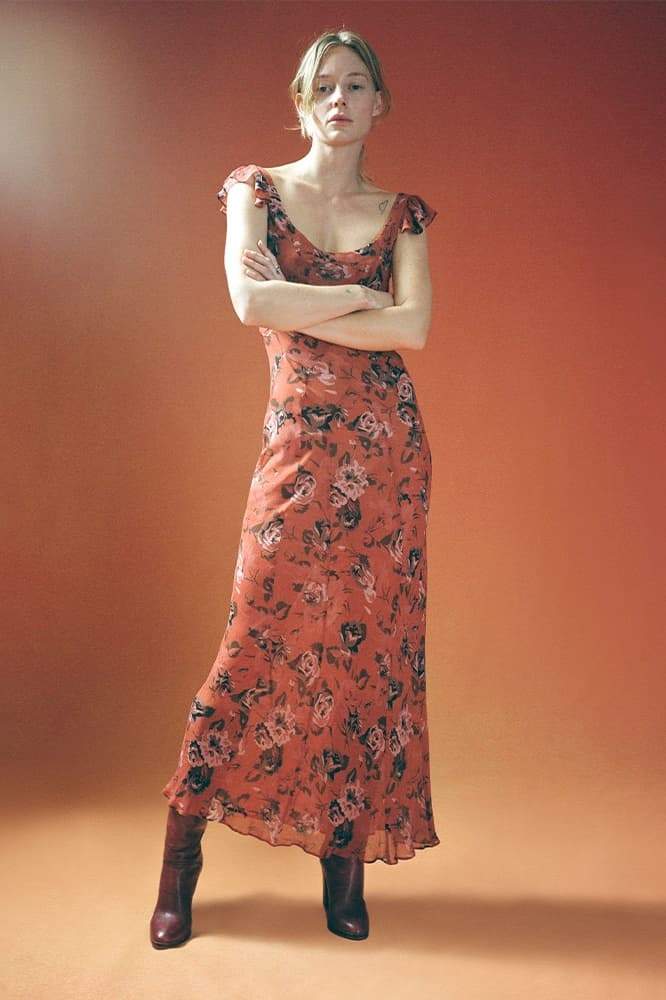 Yadira® | Scoop-Neck Floral Print Maxi Dress