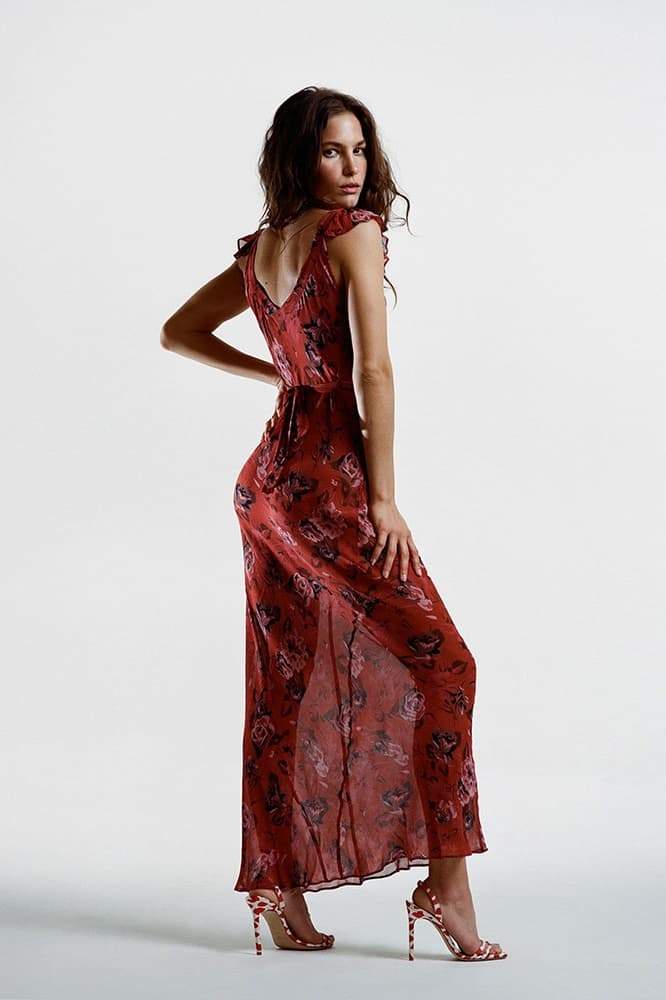 Yadira® | Scoop-Neck Floral Print Maxi Dress