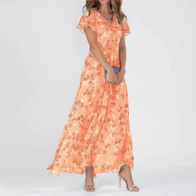 Allison | Women's V-Neck Floral Maxi Dress