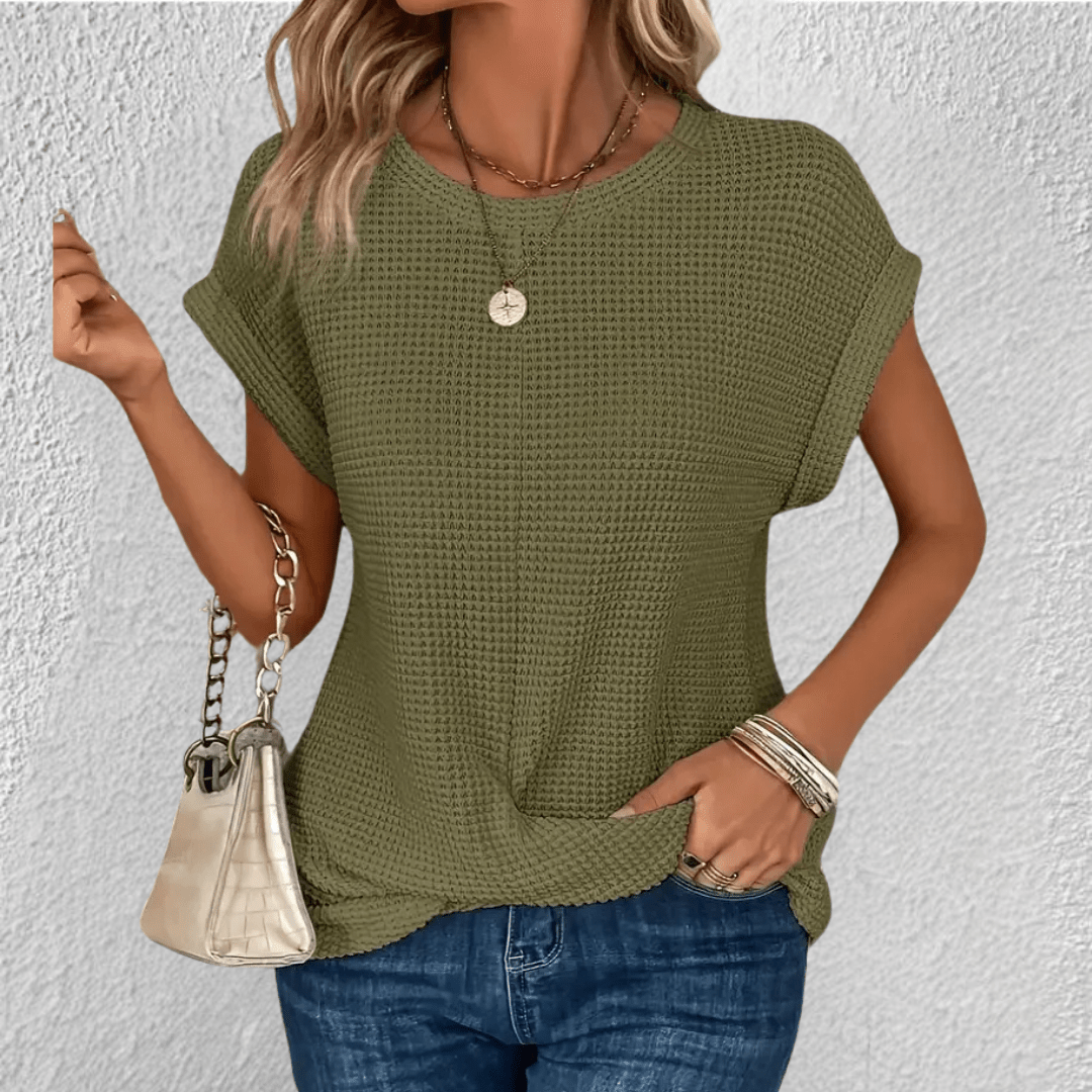 Amber | Women's Twist Front Waffle Knit Top