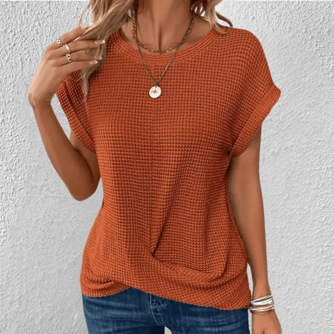 Amber | Women's Twist Front Waffle Knit Top