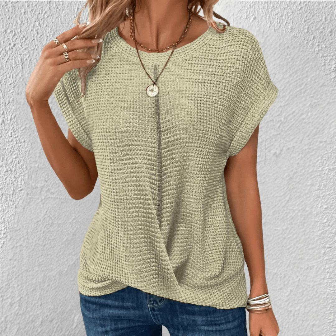 Amber | Women's Twist Front Waffle Knit Top