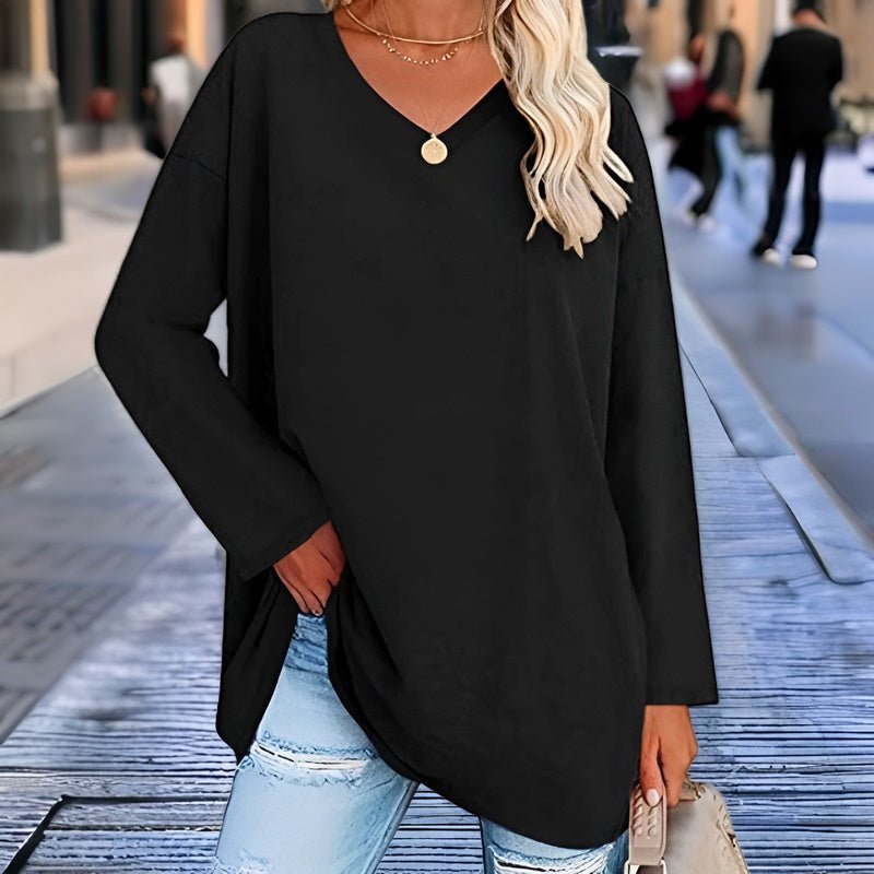 Ludmila® | Your Trendy Long-Sleeved Shirt With V-Neck For Comfort
