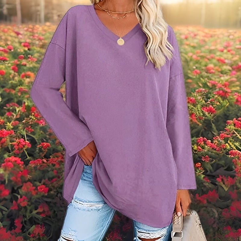 Ludmila® | Your Trendy Long-Sleeved Shirt With V-Neck For Comfort