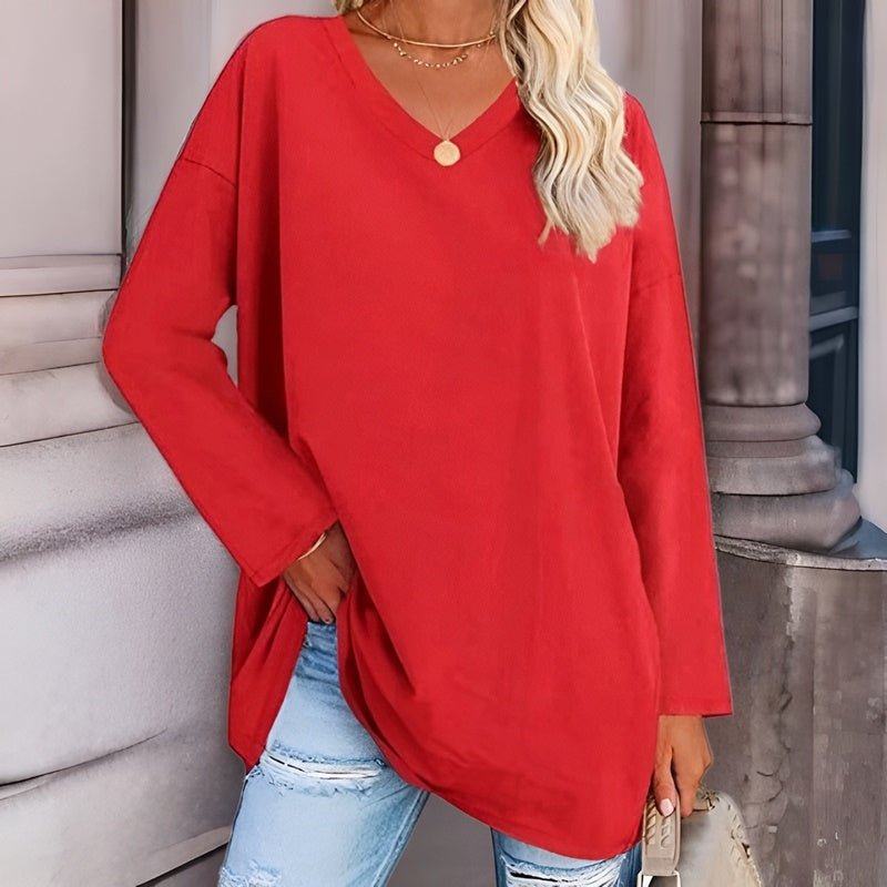 Ludmila® | Your Trendy Long-Sleeved Shirt With V-Neck For Comfort