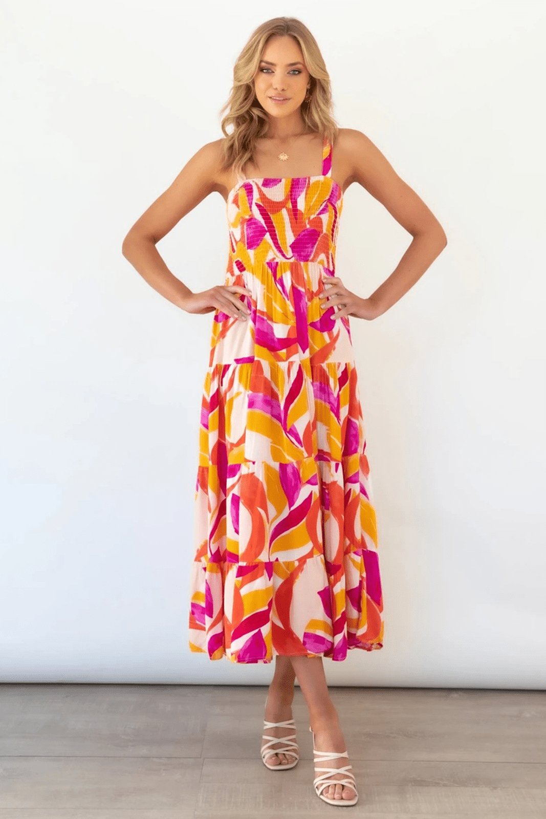Tatiana® | Printed Tiered Maxi Summer Dress With Ruched Bodice