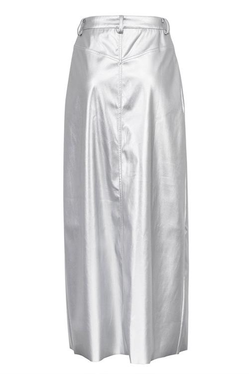 Berta® | Maxi Slit Skirt In Metallic