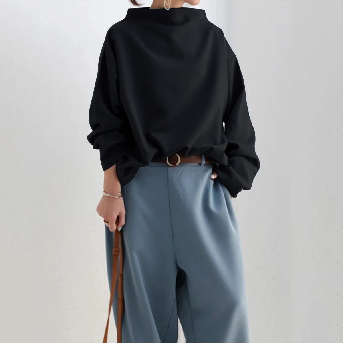 Angela | Women's Oversized Funnel Neck Top
