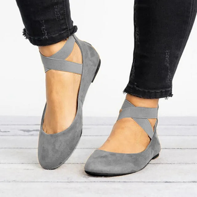 Olivia | Women’s Spring Cross-Strap Ballet Flats