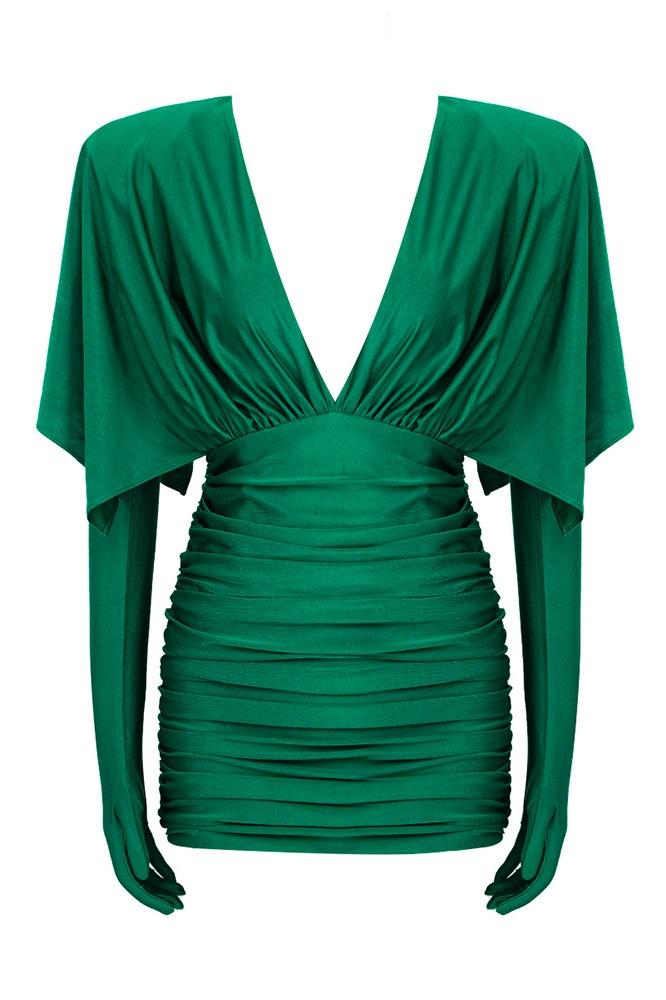 Marta® | Ruched V-Neck Corset Mini Dress